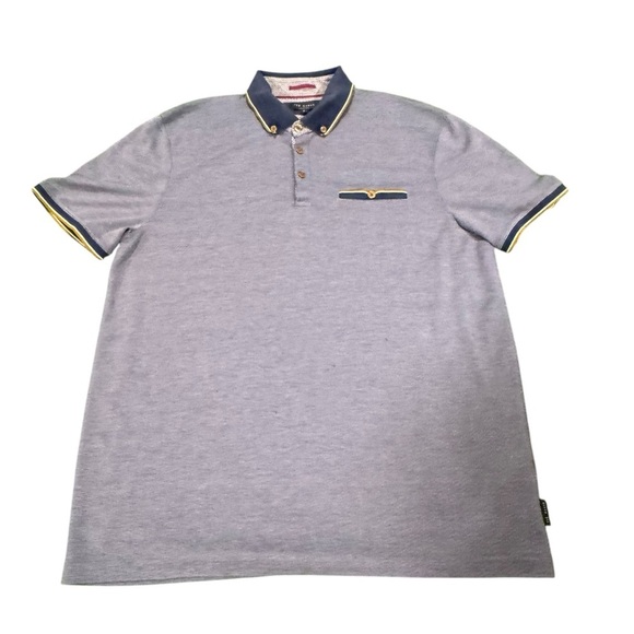 Ted Baker Navy and Gold Men's Shirt - Picture 3 of 6